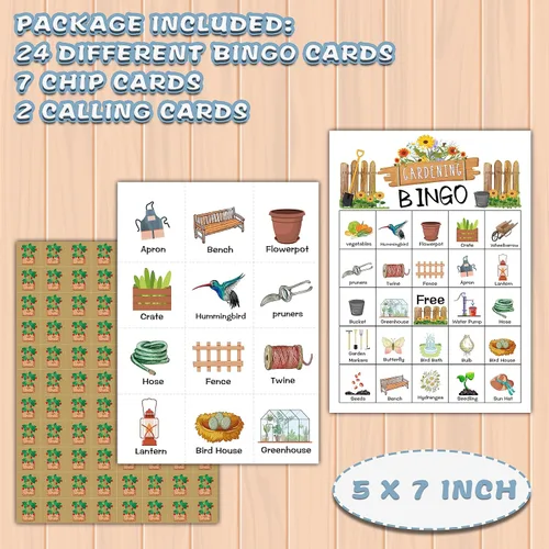 Miniatura 2 de Ycyfckdr Tarjetas de bingo de jardinería, juegos de fiesta de té de jardín para 24 jugadores, diseños novedosos, adultos mayores de 18 años