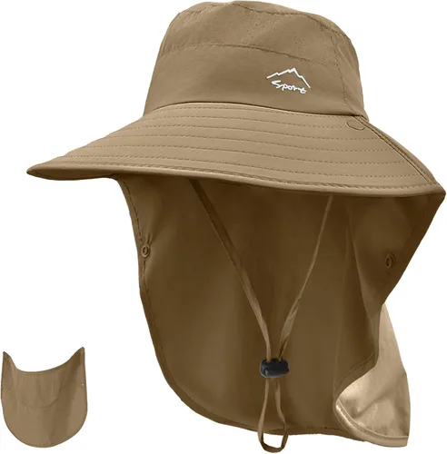Miniatura 11 de Rosoz - Sombrero de sol para hombres y mujeres con solapa para el cuello, ala ancha, UPF50+, sombrero de pesca con cubierta facial desmontable