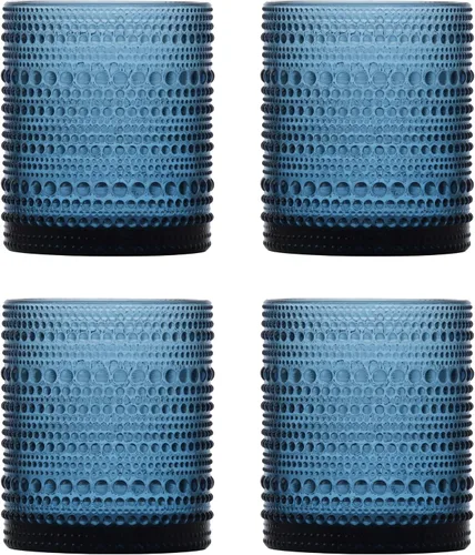 Miniatura 3 de Fortessa Jupiter - Vaso de hobnail con cuentas, 13 onzas (juego de 4), azul aciano Azul Cornflower