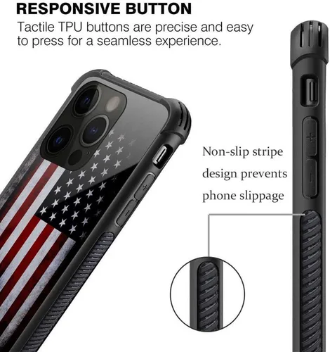 Miniatura 4 de ZHEGAILIAN Funda para iPhone 14 Pro, protección de grado militar, esquinas a prueba de golpes, funda antiarañazos para iPhone 14 Pro, bandera vieja