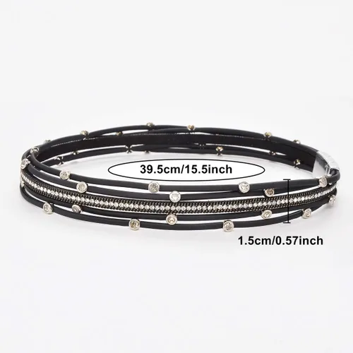 Miniatura 5 de Pulsera de cuero para mujer con cuentas de cristal para mujer