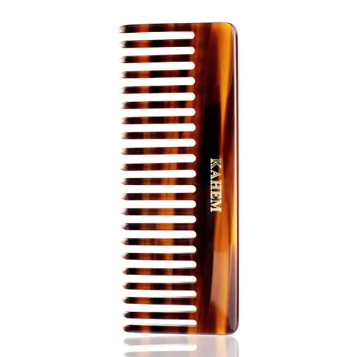 KAHEM Peine desenredante grande de dientes anchos para mujeres, hombres y niños, hecho a mano para cabello rizado, largo y corto, peine profesional