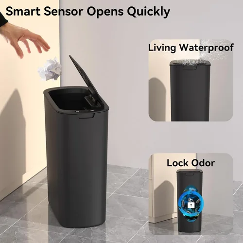 Miniatura 6 de Botes de Basura de 5 Galones con Sensor de Movimiento para Baño, Botes de Basura Automáticos con Tapa, sin Contacto, Inteligentes, Delgados