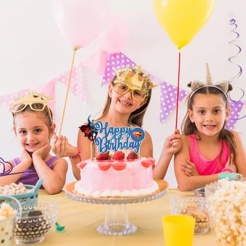 Miniatura 4 de Suprmn Decoración para Pastel de Cumpleaños – Decoración de Fiesta Temática para Niños – Decoración para Pastel con Purpurina de Calidad Premium