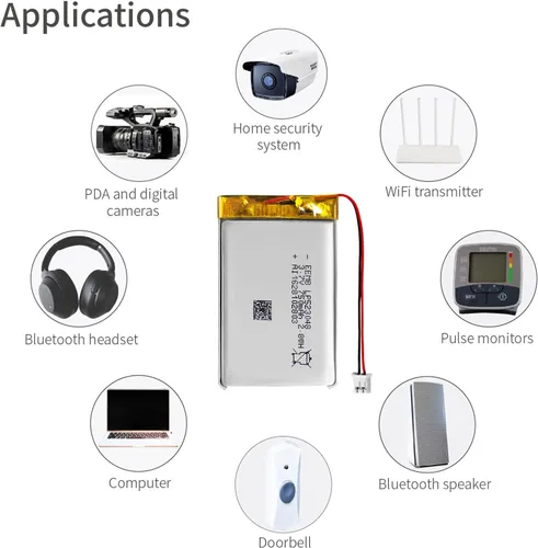 Miniatura 6 de EEMB Batería de polímero de litio 3.7V 750mAh 523048 Lipo Batería recargable con conector JST de cable para altavoz y dispositivo inalámbrico