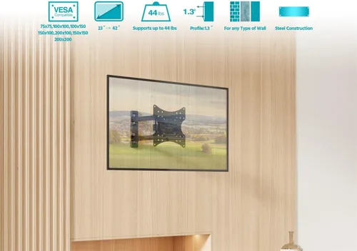 Miniatura 6 de Monoprice Soporte de pared para TV de movimiento completo prémium para televisores de 23" a 42" de hasta 44 libras, Max VESA 200x200, certificado UL