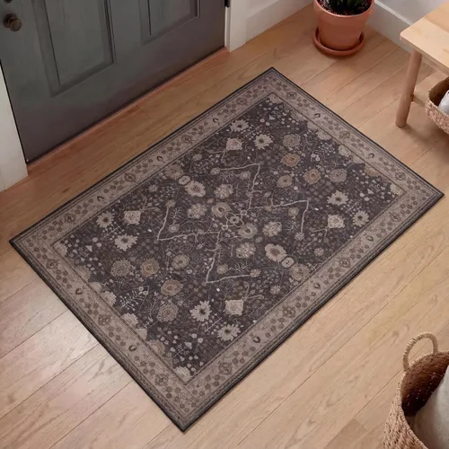 Miniatura 92 de Kuden Alfombra pequeña de 2 x 3, lavable a máquina, parte trasera antideslizante, estilo vintage, suave, pelo bajo, alfombras de área para entrada