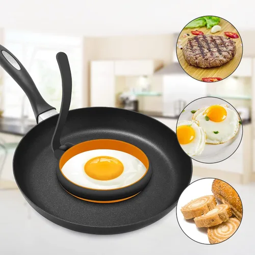 Miniatura 5 de GOYLSER Anillos de silicona para huevos, 4 piezas, 3.5 pulgadas, negro, máquina de huevos para macetas, hamburguesas para panqueques y muffins