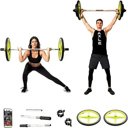 AXLE Home Gym Workout Barbells - Barbell Weight Set for Strength Training, Collapsible Equipment for Indoor & Outdoor Workouts for Men, Women, and