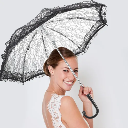 Miniatura 4 de GANAZONO Paraguas de encaje Paraguas Vintage Bordado Parasol Romántico Señora Blanco