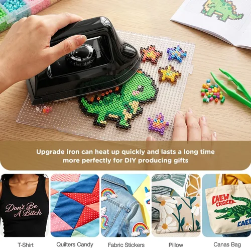 Miniatura 4 de Mini plancha para ropa, plancha de viaje, pequeña máquina eléctrica de prensa de calor para manualidades de camisetas, plancha portátil para la Negro