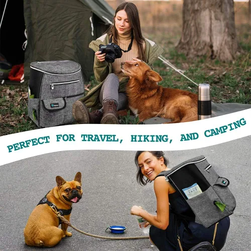 Miniatura 6 de PetAmi Mochila para bolsa de viaje para perros, bolsas para perros aprobadas por aerolíneas para viajes, suministros para bolsas de pañales para Gris