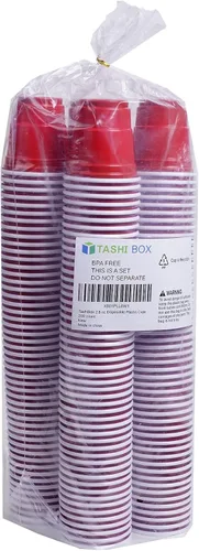 Miniatura 4 de TashiBox Vasos de chupito rojos de plástico de 2 onzas, paquete de 200 unidades, mini tazas de fiesta para degustación de vinos, chupitos