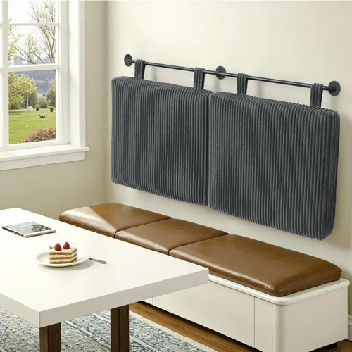 Miniatura 8 de Cabecera tamaño Queen, cabeceros modernos montados en la pared con luz LED para cama con tapicería cabecera colgante para dormitorio, con acolchado