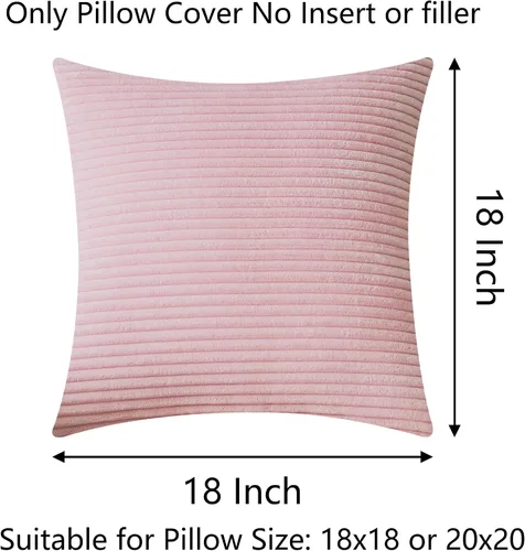 Miniatura 2 de Demetex Juego de 2 fundas de almohada rosas de 18 x 18 pulgadas, fundas de almohada cuadradas de pana para dormitorio, sala de estar, juego de 2, 18