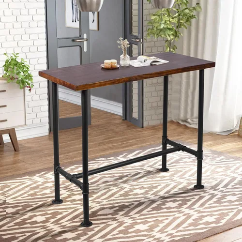 Miniatura 8 de Mesa de comedor de tubería de diseño industrial DIY, mesa de comedor informal para bar, mesa para computadora portátil, estudio moderno, mesa