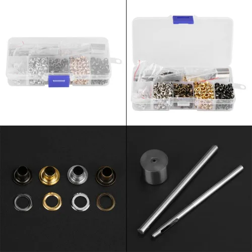 Miniatura 2 de Arandela de ojales con 3 piezas de herramientas de trabajo manual con caja de almacenamiento para zapatos, ropa, cuero, manualidades