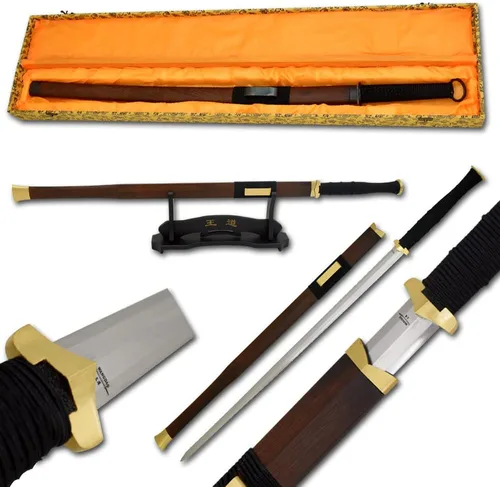 Snake Eye presenta la espada katana samurái tradicional hecha a mano forjada a mano con soporte de exhibición y caja