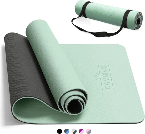 Miniatura 12 de CAMBIVO Tapete de yoga para mujeres, hombres y niños, 1/3, 1/4 y 2/5 pulgadas, extra grueso, antideslizante, 72 x 24 pulgadas, tapete de yoga de Azul