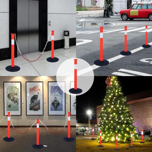 Miniatura 6 de Paquete de 4 conos de delineador de tráfico con base ponderada y collares reflectantes, barrera de seguridad de tráfico naranja ajustable