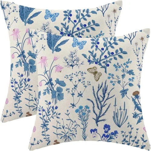 Miniatura 45 de AEIOAE Fundas de Almohada de Primavera 12x20 Pulgadas Juego de 2, Fundas de Almohadas Decorativas de Flores Silvestres y Plantas Verde Salvia