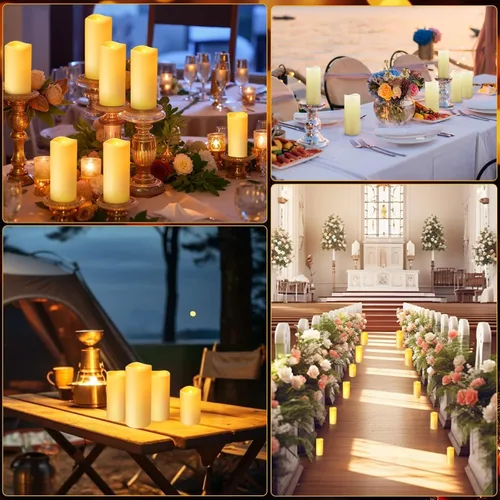 Miniatura 6 de Enpornk - Juego de 24 velas sin llama LED a batería (D2.2 pulgadas x H4 pulgadas 5 pulgadas 6 pulgadas) impermeables para interior y exterior