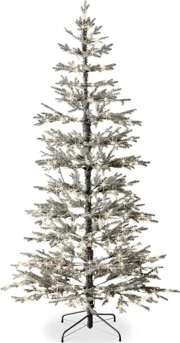 Miniatura 10 de Best Choice Products Árbol de Navidad preiluminado de 9 pies, pino flocado artificial, decoración navideña, abeto noble de álamo, luces LED blancas