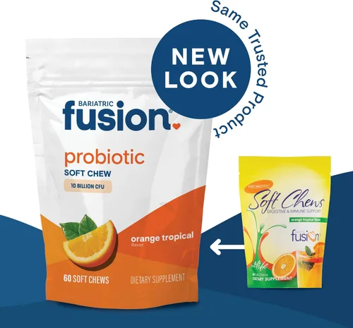 Miniatura 8 de Bariatric Fusion Bariatric Probiotic Soft Chews Vitamina bariátrica masticable de sabor tropical naranja Bacillus Coagulans 10 mil millones