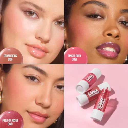 Miniatura 10 de Revlon Gotas de Rubor Brillantes, Rubor Líquido para Mejillas, De Líquido a Polvo Aterciopelado, Brillante, Alto Pigmento, 101 Coralicious, 0.32 fl