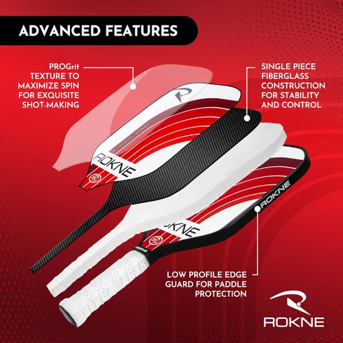 Miniatura 2 de ROKNE Curve Classic Pickleball Paddle Paletas de pickleball de fibra de vidrio aprobadas por USAPA Ingeniería de precisión y comodidad Textura
