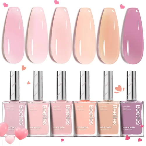 Miniatura 12 de Beetles - Juego de esmaltes de uñas pastel, 6 colores, rosa, azul, amarillo, nude, rosa, morado, juego de esmalte de uñas de secado rápido, secado
