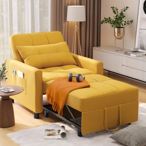 Miniatura 11 de Aiho Silla Cama Convertible, Sofá Cama 3 en 1 con Diseño Ajustable, Almohada y Bolsillo - Cama Extraíble para Apartamento, Gris Claro