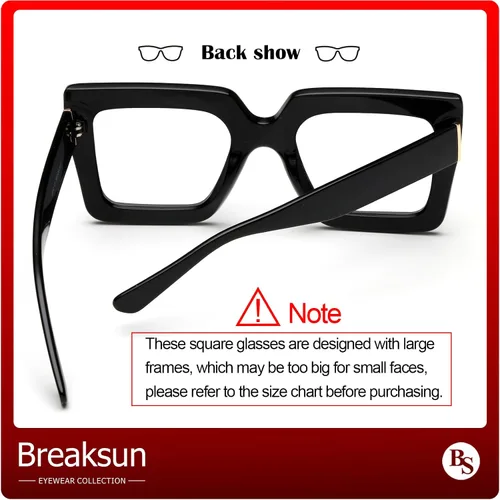 Miniatura 2 de Gafas de luz azul extragrandes para mujer, moda, gafas de computadora de lente cuadrada gruesa, sin receta, gafas negras, A1 negro