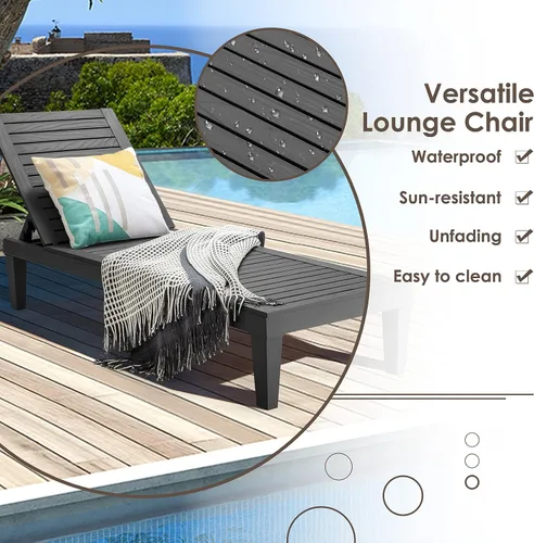 Miniatura 5 de COSTWAY Sillón reclinable para patio, resistente a la intemperie, ajustable (1, negro)