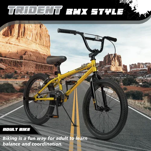 Miniatura 6 de cubsala 20 24 26 Inch BMX Race Bike Trident Bicycles Beginner-Level to Advanced Riders with 2 Pegs, Multiple Colors Dorado