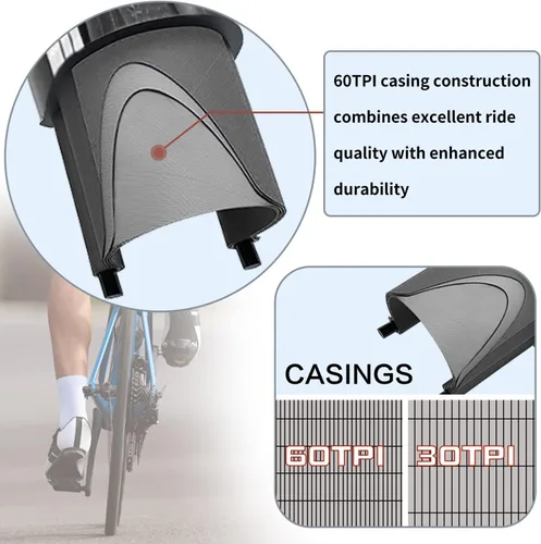 Miniatura 3 de 700 X 23C/700 X 25C/700 X 28C/700 X 35C Neumático de bicicleta plegable Neumáticos de repuesto para bicicleta de carretera 700 x 28C 60TPI