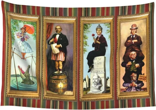 Miniatura 5 de Flurvivo Tapiz embrujado de 60 x 50 pulgadas, tapiz de terror de Halloween para colgar en la pared, arte de pared para decoración de fiesta temática