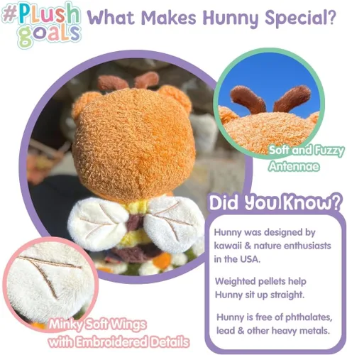 Miniatura 5 de Cuddle Barn PlushGoals - Hunny The Sweet Bear Bee Lindo peluche Kawaii de peluche de miel abejorro suave, regalo de peluche de Fairycore