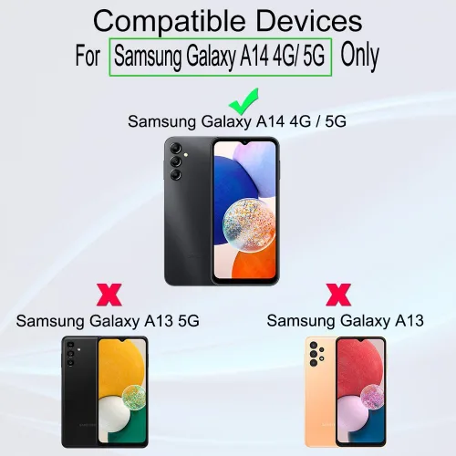 Miniatura 2 de Ibywind Paquete de 2 protectores de pantalla para Samsung Galaxy A14 5G/A14 4G (6.6 pulgadas) + 1 protector de lente de cámara + 1 película trasera