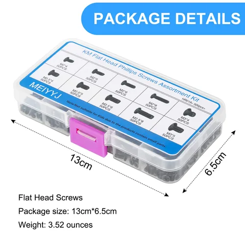 Miniatura 5 de 500 piezas M2 M2.5 M3 - Kit de tornillos de repuesto para computadora portátil portátil M2, M2, M3, surtido de tornillos Phillips de cabeza plana