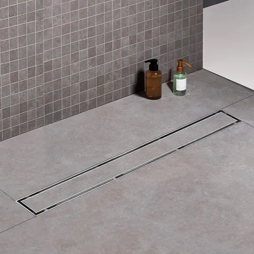 Miniatura 3 de Drenaje de ducha lineal desplazado, drenaje de ducha de 24 pulgadas con cubierta de inserción de azulejos 2 en 1, acero inoxidable AISI 304