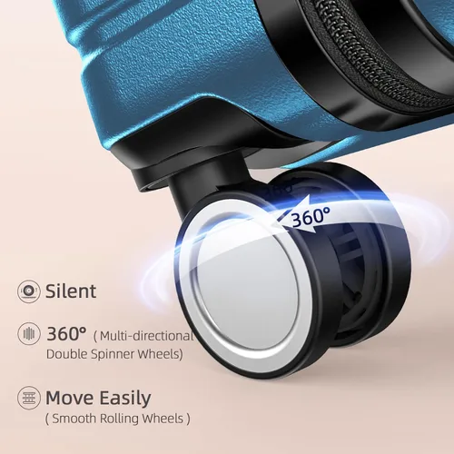 Miniatura 3 de BEOW Luggage Sets Expandable Lightweight Suitcases with Wheels PC+ABS Durable Travel Luggage TSA Lock Navy Blue 4pcs