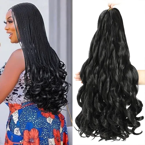 Miniatura 67 de Cabello Rizado Francés para Trenzar de 18 Pulgadas, 8 Paquetes Color Borgoña - Cabello para Trenzar Pre-Estirado con Rebote - Extensiones de Cabello