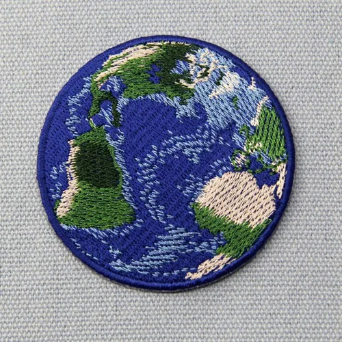 Miniatura 4 de Parche bordado con diseño de planeta Tierra azul para coser