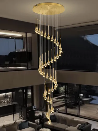 Miniatura 53 de ykolupty Candelabro Moderno de 138'', 20 Luces, Lámpara Colgante Moderna Negra, Candelabro Grande para Escalera, Vestíbulo, Sala de Estar, Negro