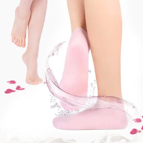 Miniatura 3 de 2 pares de calcetines hidratantes suaves de silicona, calcetines hidratantes para piel seca y dura agrietada, calcetines de gel de spa hidratantes