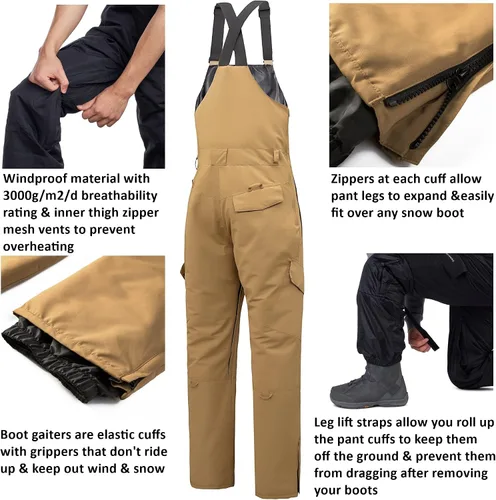 Miniatura 4 de Alpine Swiss Overol de nieve con aislamiento para hombre, impermeable, para esquí, snowboard
