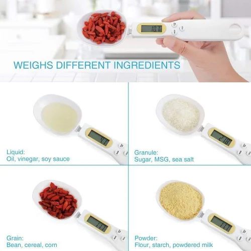 Miniatura 3 de Cuchara de báscula de alimentos, báscula digital de cocina de alta precisión a pequeña escala con función de tara, pesaje y medición de ingredientes