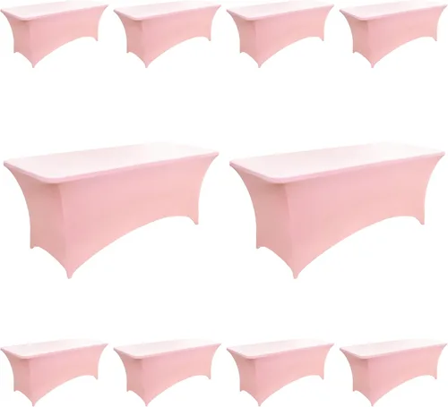 Miniatura 44 de Paquete de 2 Cubiertas de Mesa de Spandex de 4 pies para Mesas Plegables Rectangulares - Manteles Elásticos Ajustados Resistentes a las Arrugas