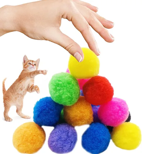 Miniatura 6 de PET SHOW 20 bolas de juguete para gatos de 1.5 pulgadas/1.5 in, juguetes suaves a granel, juguetes de pompones, gatos de interior, interactivos